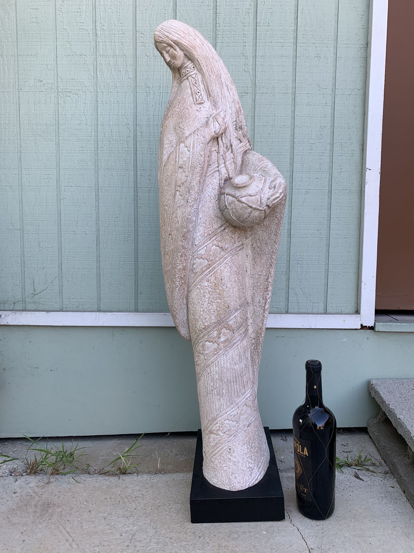 38” X 11” Native American Woman Statue Plaster Ceramic GREAT