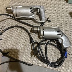 Vintage Milwaukee Metal Body Drills • Hole Shooter • D-Handle Heavy Duty • Both Working