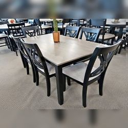 7PC Dining table set Black and Light gary color