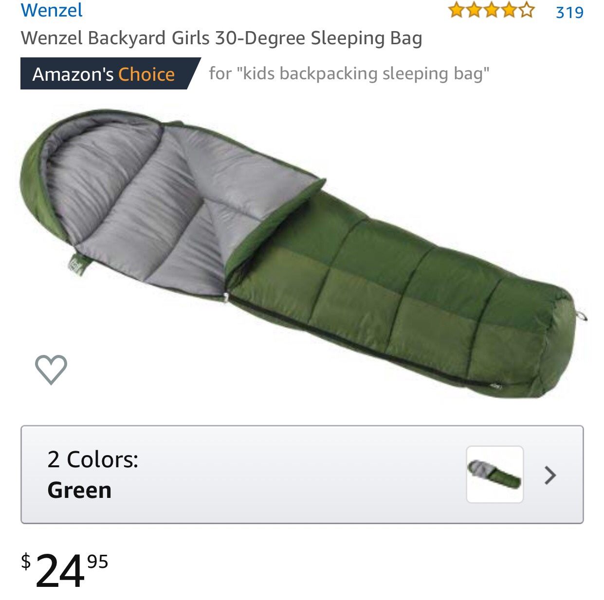 Wenzel Backyard Girls 30-Degree Sleeping Bag