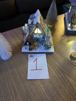 Miniature Christmas Village A-Frame House with Light