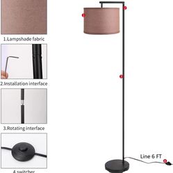 Modern Floor Lamp for Living Room, Standing Lamp with 2 Lamp Shades for Bedroom, Living Room, Office, Black