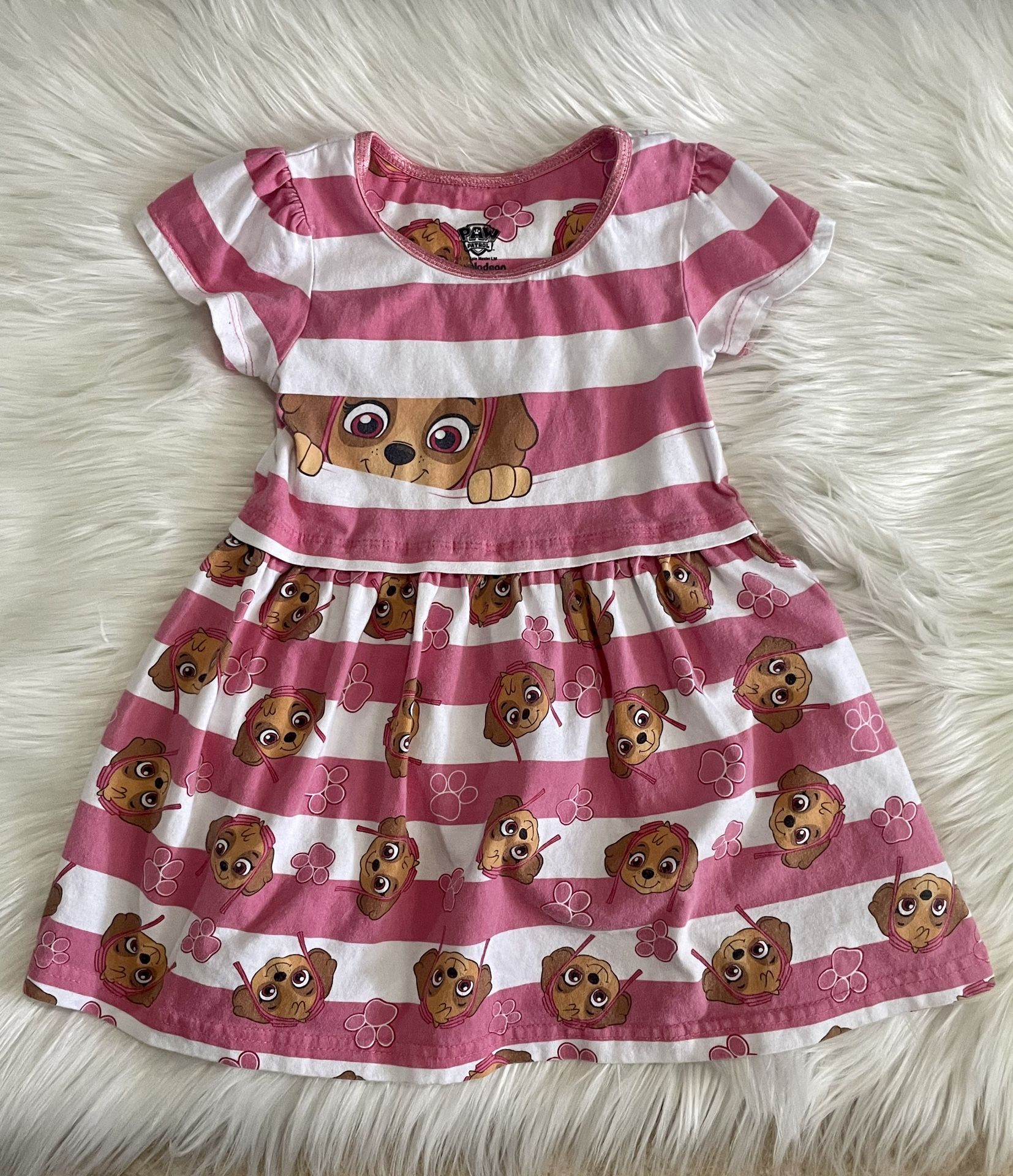 Adorable Paw Patrol Pink Striped Toddler Girl Dress 2t