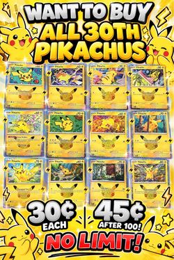 Pokémon 30th Anniversary Pikachu Card Set