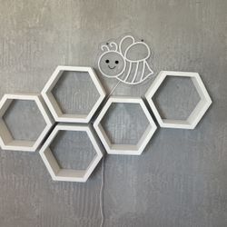 Hexagon Floating Shelves White 