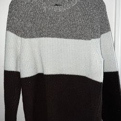 Banana Republic Colorblock Sweater Black Marled Charcoal Gray Xl