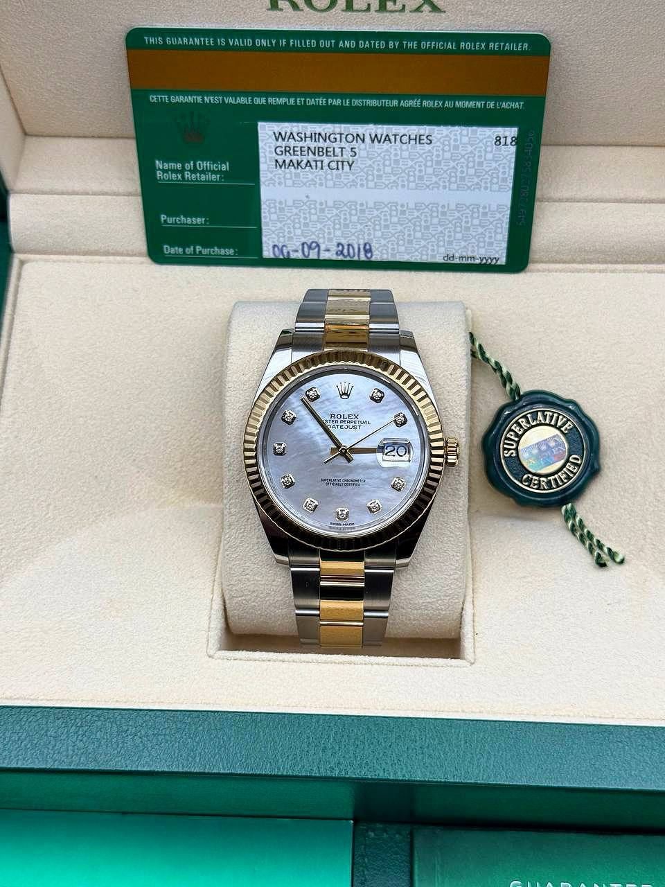 エムエム 2018 Rolex Datejust 41mm 18k yellow gold and steel 126333 MOP