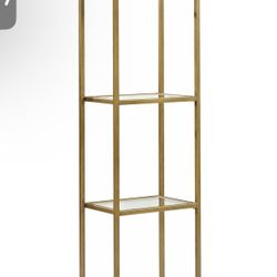 Crosley Furniture Aimee Narrow Bookshelf with Glass Shelves, Bookcase Storage, Gold and Glass