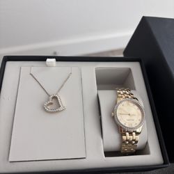 Bulova Watch And Necklace Set