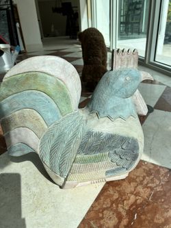 Heavy wood carved rooster