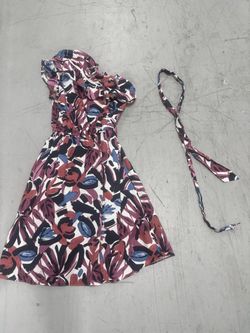 Donna morgan Floral Tie Front Cap Sleeve Dress Women XS Ruffled