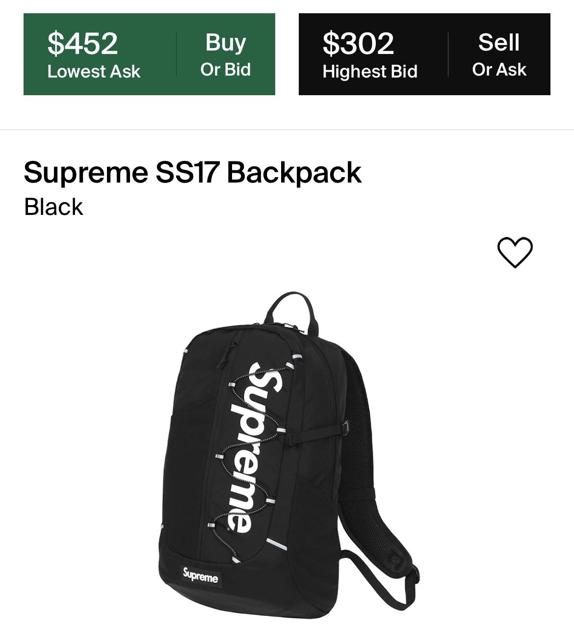 Supreme ss17 cheap backpack black