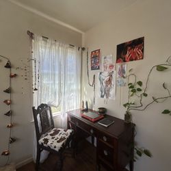 Vintage Desk On Wheels With Knob Embellishment 