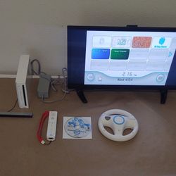 Nintendo Wii Mario Kart Bundle with Remote and Wheel