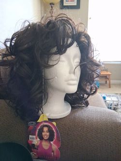 Wig. Curly. Synthetic.  New. Dark brown