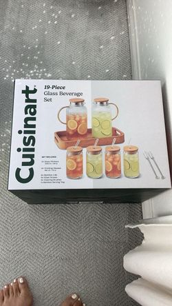 Cuisinart 19-Piece Glass & Bamboo Set w/ 2 Pitchers, Lids, Cuisinart