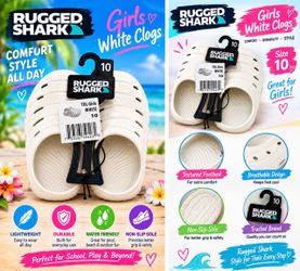 Rugged Shark crocs / TDL Girls White #10