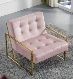 Pierre Pink Velvet Upholstered Accent Chair SKU: 523Pink Meridian Furniture