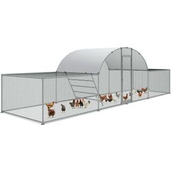 Large Metal Chicken Coop, 23FT Walk-in Poultry Cage Chicken Playpen Hen House Rabbits Habitat Cage with Waterproof Cover