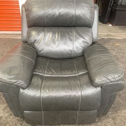 Trevino Leather Couch With One Electric Recliner 