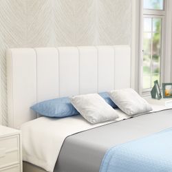 NEW Yongchuang Queen Headboard Only, White Faux Leather Upholstered Head Board