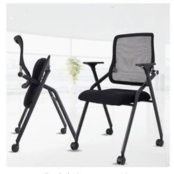 Pack of two stackable and foldable conference chairs black new
