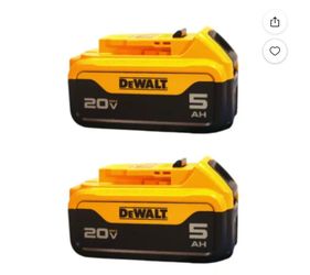 DEWALT 20V MAX 5.0Ah Lithium-Ion Battery Pack 2-Pack (DCB205-2) – Extended Runtime, Lightweight Design, LED Fuel Gauge