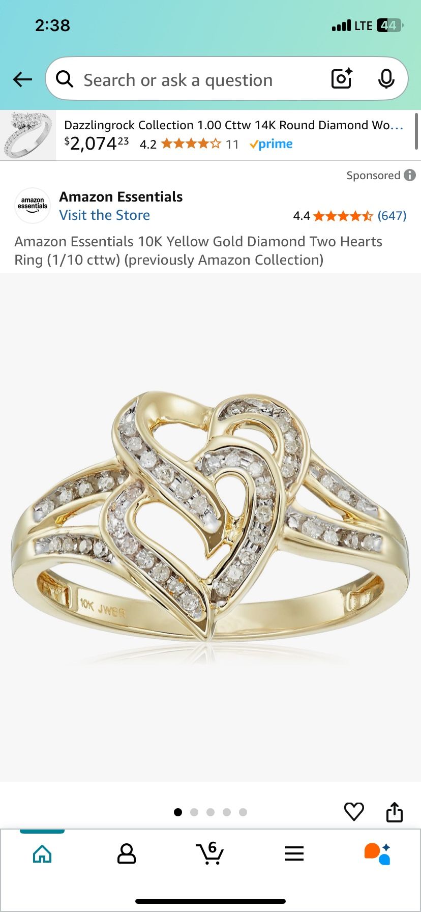10 K Gold Diamond Ring