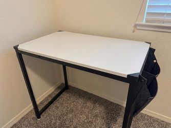 White Top Desk with Black Metal Frame