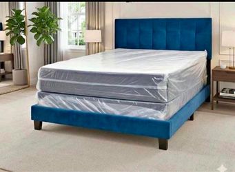 New Queen bed with mattress $299