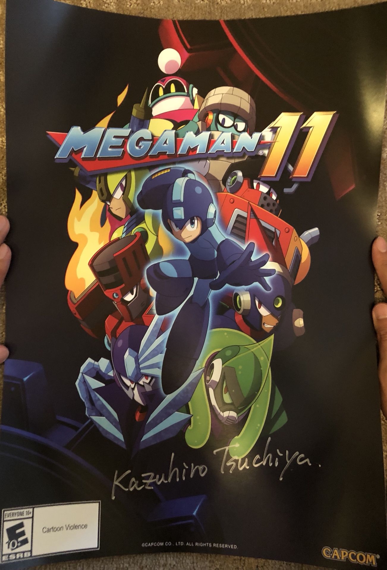 2018 SDCC Mega Man 11 Poster signed by Producer Kazuhiro Tsuchiya