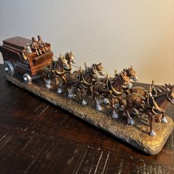 Budweiser Clydesdale And Stage Coach Bronze Sculpture Lim Ed 12x4x3" Nice Cond 2016 