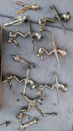 box of old ski trophy guys non ferrous