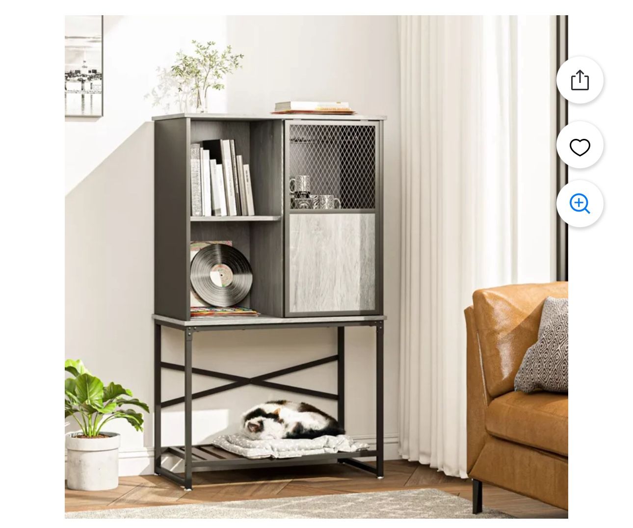 Bestier Industrial Buffet Cabinet with Sliding Mesh Doors, Adjustable Shelves, Wine Glass Rack, Multifunctional Storage Sideboard, Retro Grey Oak (EF8