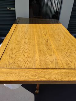 Oak Wood Dining Table with Leaf Extensions