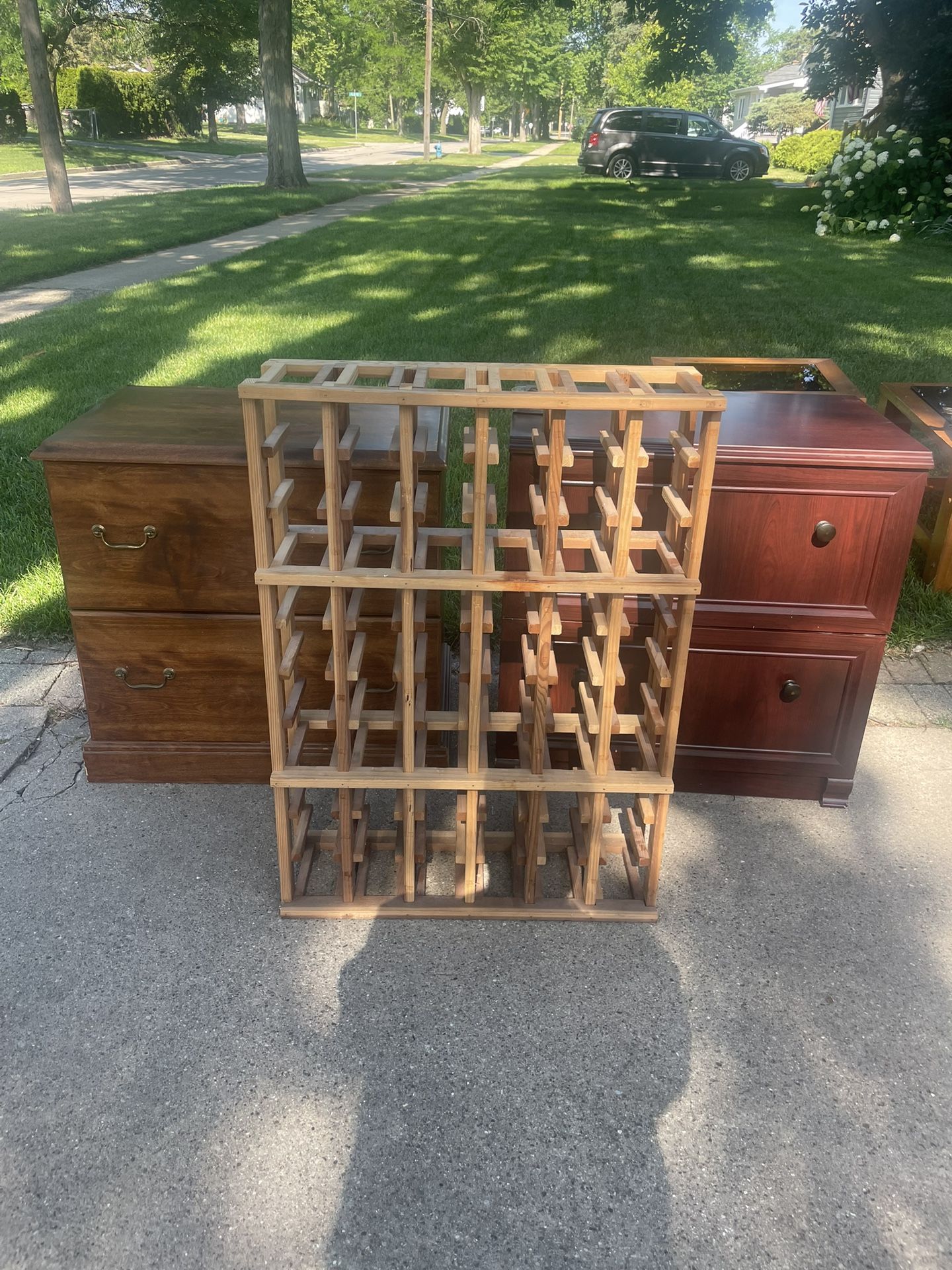 Wooden Wine Rack, up to 50 Bottles, 9 deep, 26 w, 36 in high, $20