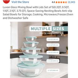 5 THICK MIXING BOWLS MICROWAVE FREEZER OVEN AND DISHWASHER SAFE-SPACE SAVING NESTING BOWLS 