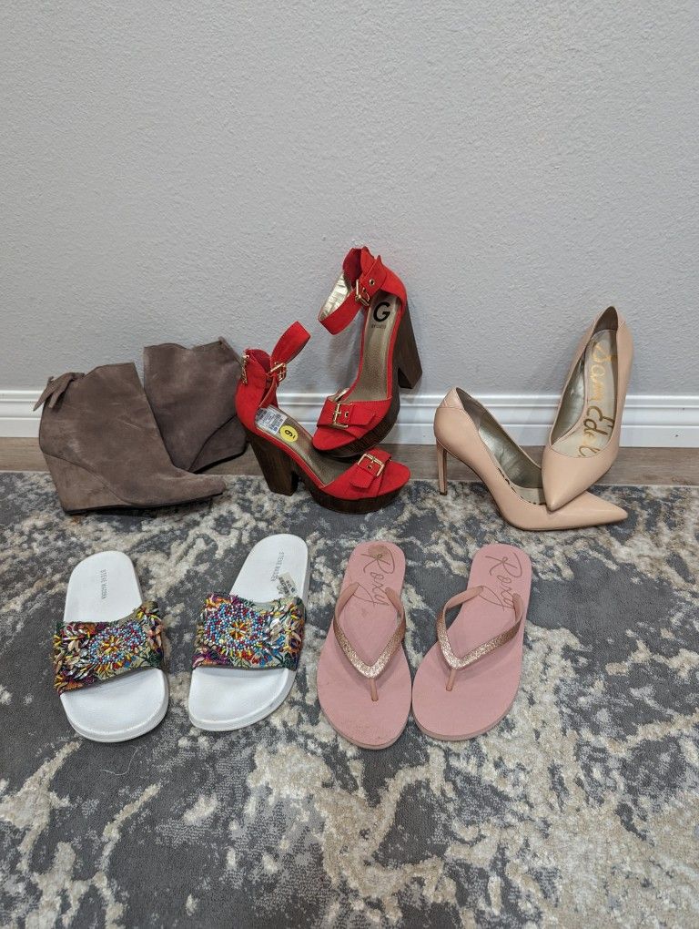 Lot of 5 Pairs Women Shoes Size 9
Sam Edelman Guess Steve Maden Roxy Dolce Vita 