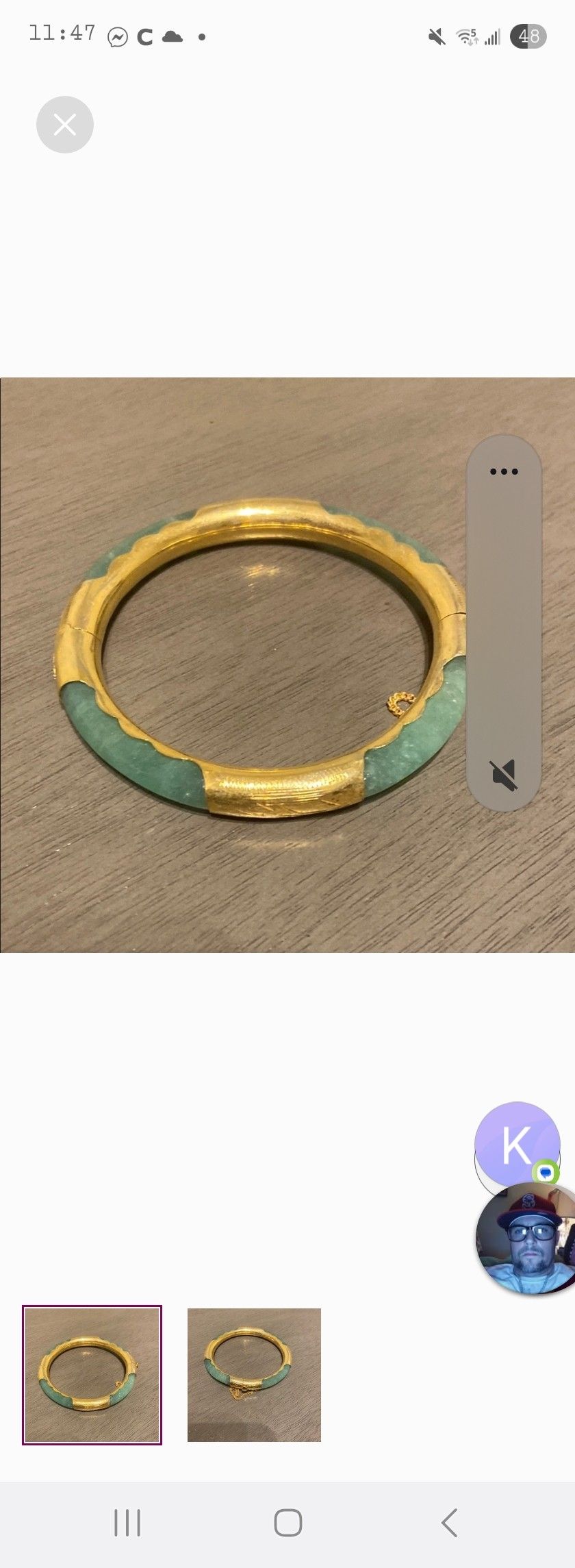 Gold And Jade Bangle Bracelet