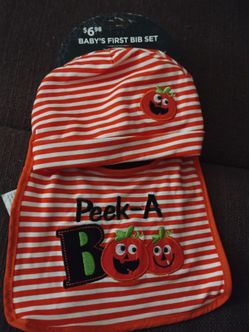 Helloween pumpkin beanie/bib for baby's