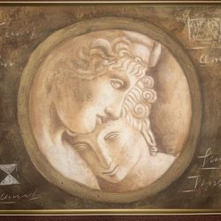 Large Neoclassical Gold Leaf Painting - 20x24 Framed "The Lovers"