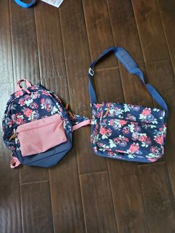 Girls backpack and messenger bag