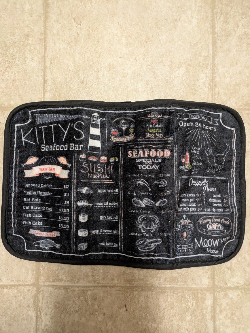 Black Microfiber Pet Bowl Mat 18.5"