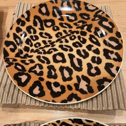 Designer China Animal Print Plates -4- Of Them NEW