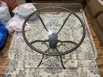 Metal table with glass top