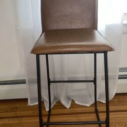 3 Modern Tan Faux Leather Bar Stool – Excellent Condition