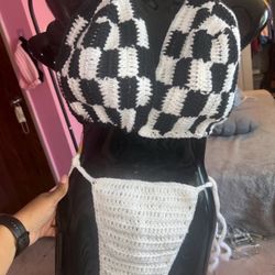 CROCHET checkered bikini set 
