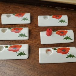 Vintage Set Of 6 Porcelain Name/Candle Holders For Tea Luncheon Table