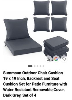 Outdoor Patio Cushion Set Dark Gray. NEW