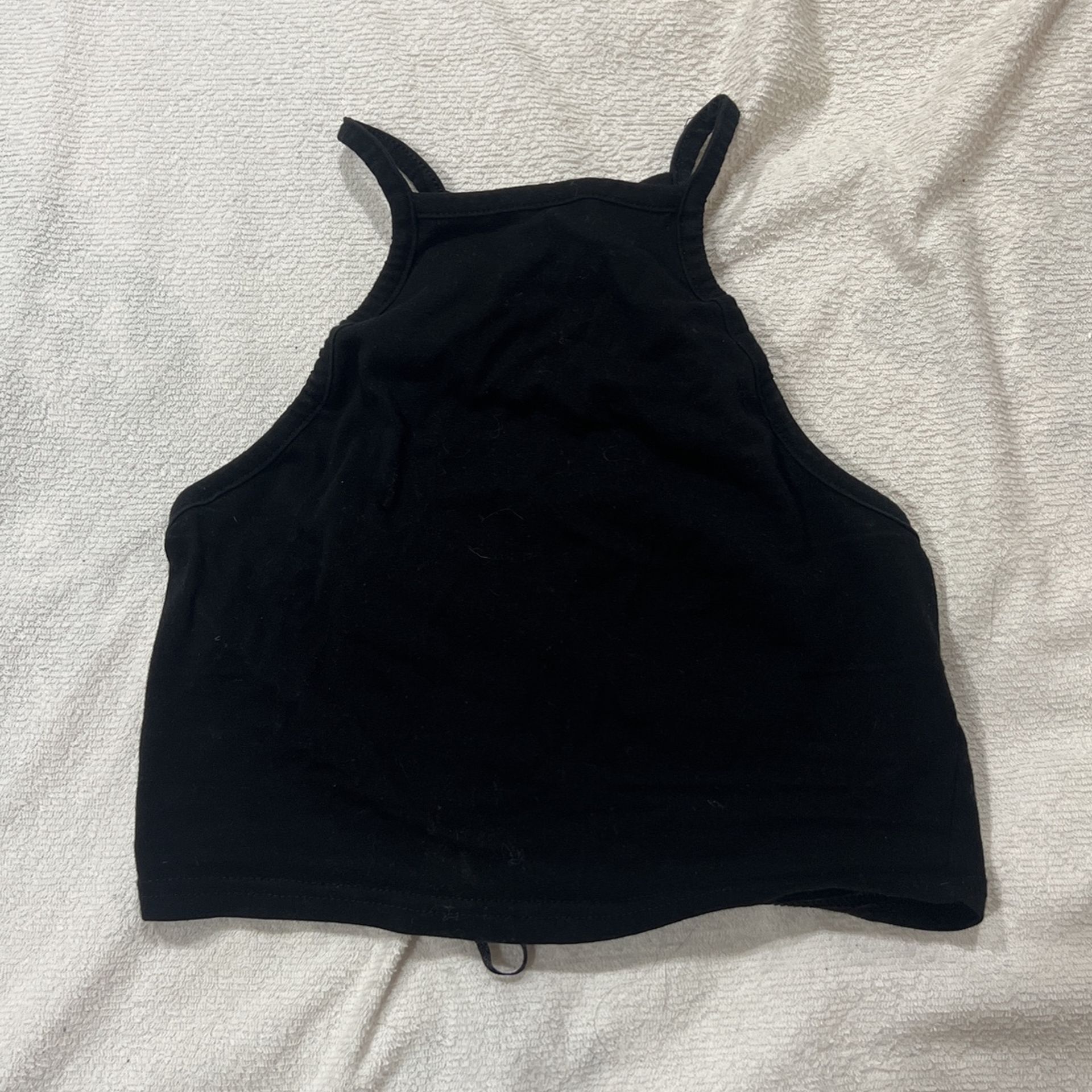 Halter neckline black cropped shirt from DIVIDED